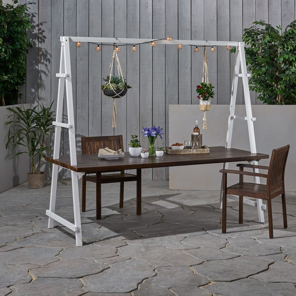 Huckleberry Outdoor Acacia Wood 88.5" Dining Table with Plant Hanger by Christopher Knight Home - 88.50" L x 39.50" W x 80.00" H