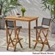 Polaris Outdoor 45" Rectangular 3 Piece Wood and Wicker Bar Height Set by Christopher Knight Home - Thumbnail 1
