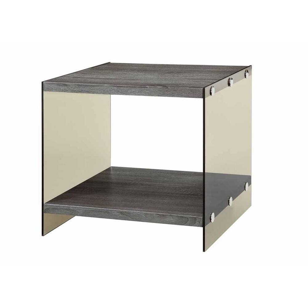 Justine Glass and Wood End Table