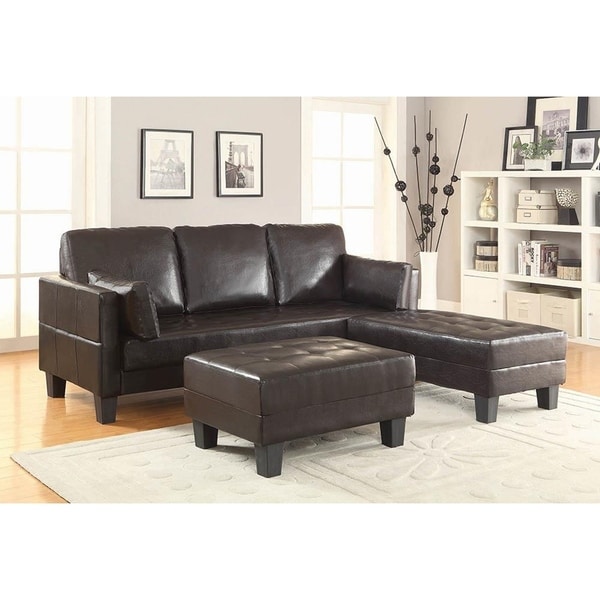 Everley Brown Faux Leather Contemporary Sofa Bed