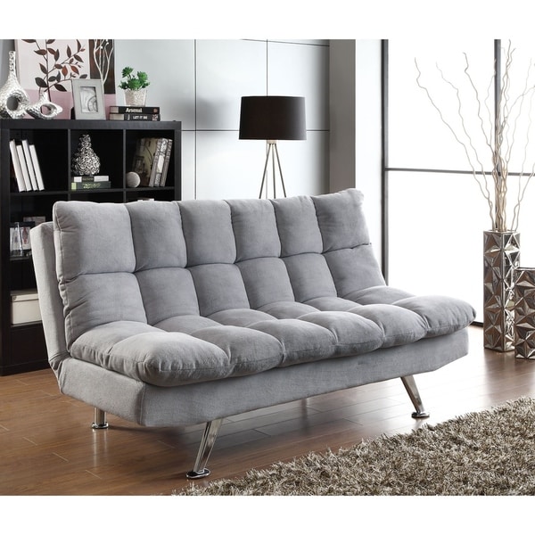 Zuma Transitional Dark Grey and Chrome Sofa Bed ...