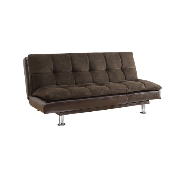 Ariel Contemporary Brown And Chrome Overstuffed Sofa Bed