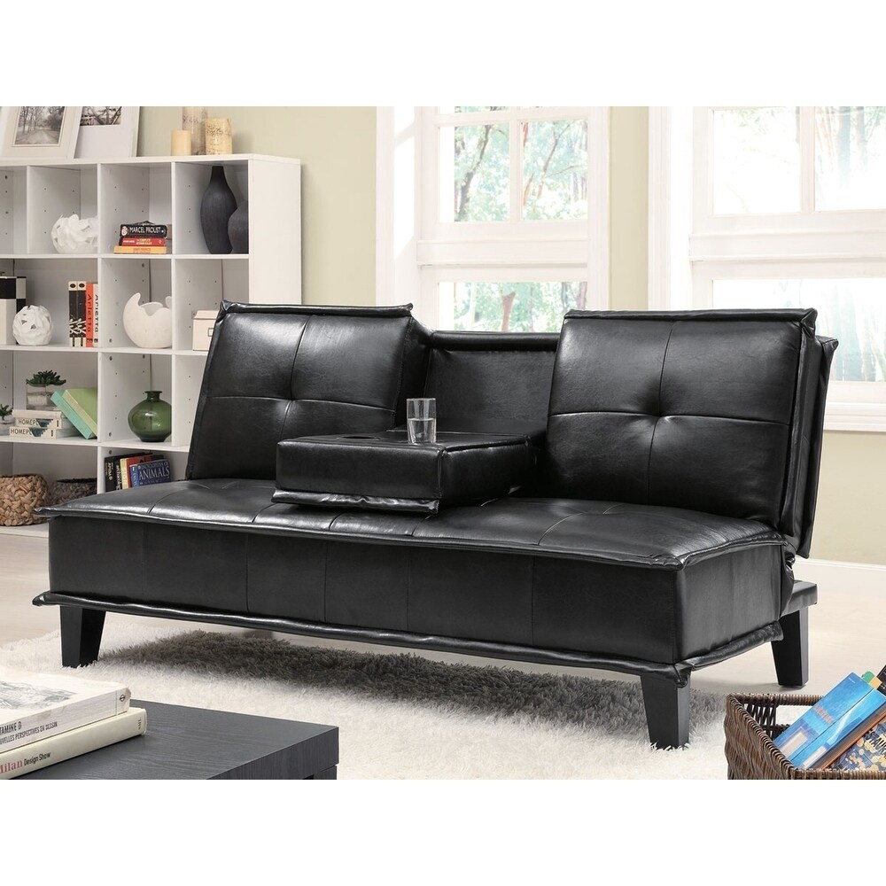 Aria Contemporary Black Vinyl Sofa Bed