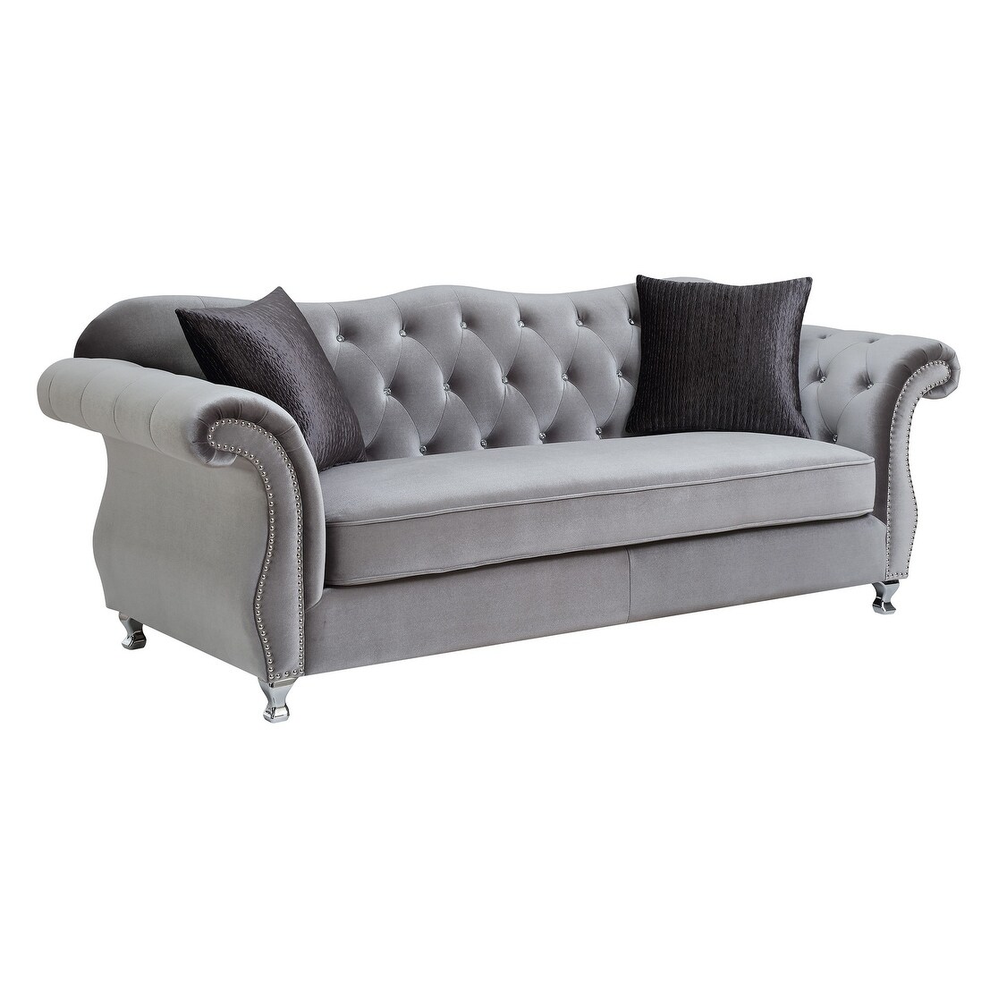 Huntington Silver Velvet Traditional Sofa 27660334 Silver Velvet Traditional Sofa