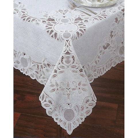 Crochet White Vinyl Lace Tablecloth