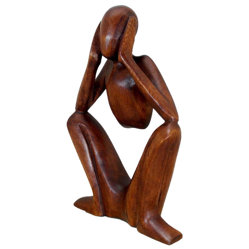 Handcarved Suar Wood "Hear No Evil" Figurine