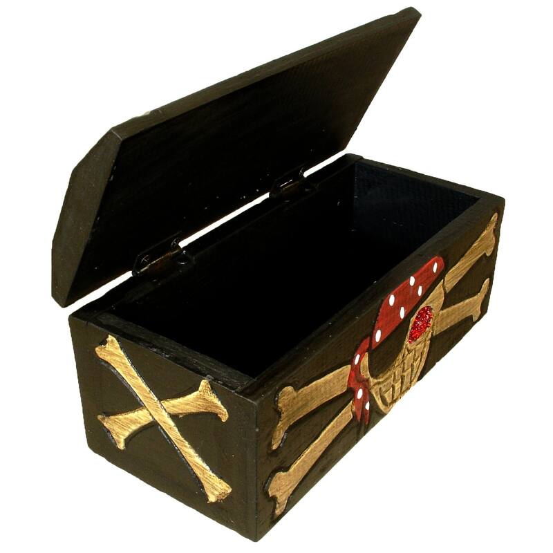 Skull & Crossbones Treasure Box- 8"X5"X4"