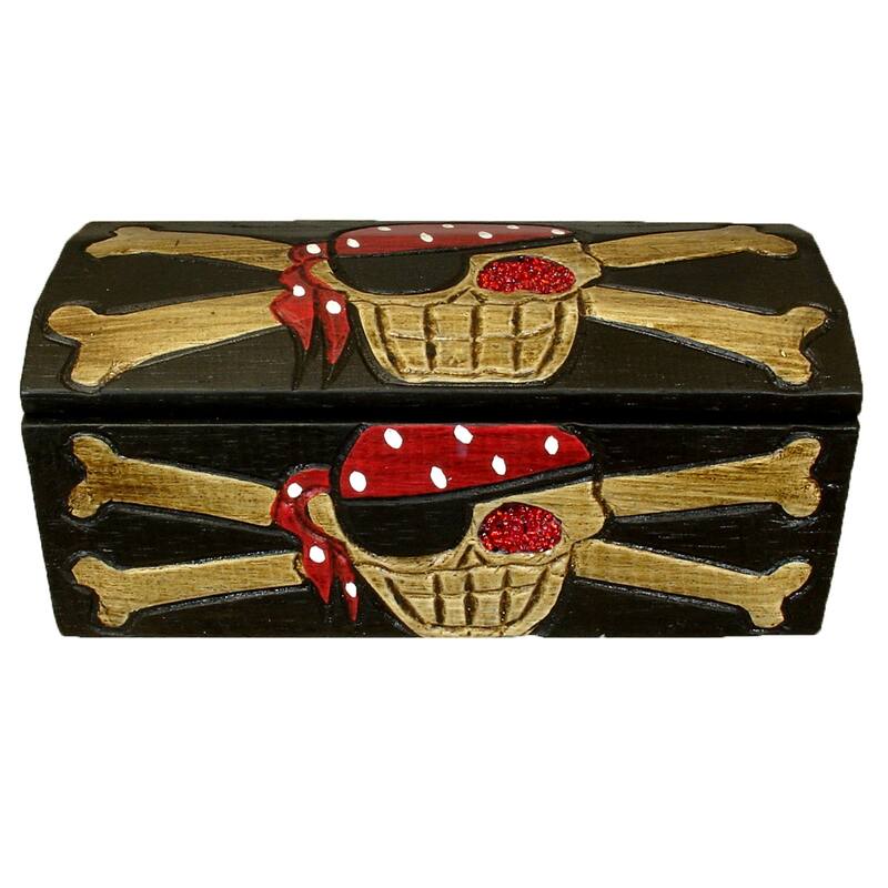 Skull & Crossbones Treasure Box- 8"X5"X4"