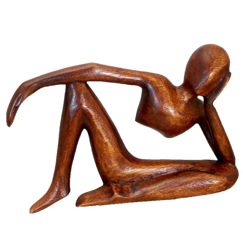 Handcarved Suar Wood "Tranquility" Yoga Figurine - N/A