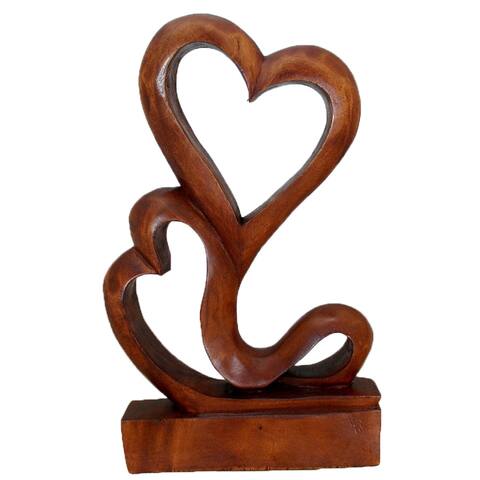 "Uplifting Love" Handcarved Suar Wood Hearts Figurine
