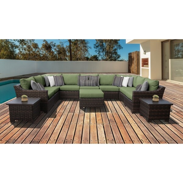 kathy ireland River Brook 12 Piece Outdoor Wicker Patio Furniture