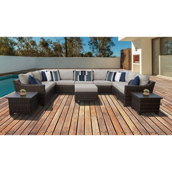 kathy ireland River Brook 12 Piece Outdoor Wicker Patio Furniture