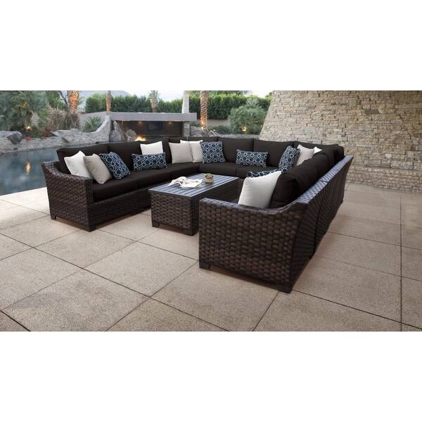 Kathy Ireland River Brook 11 Piece Outdoor Wicker Patio Furniture Set 11a Overstock 27662897