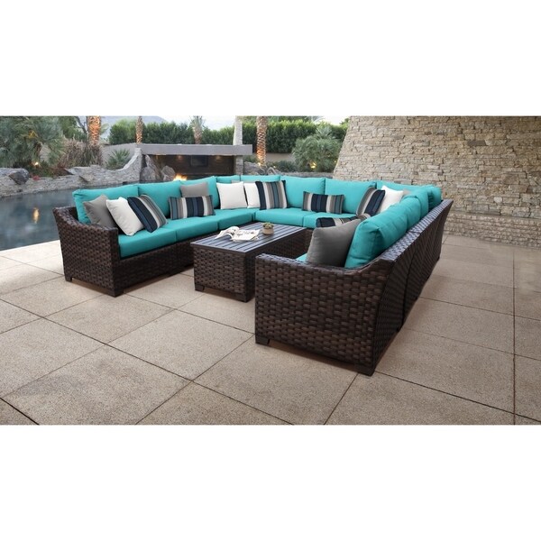 Shop Kathy Ireland River Brook 11 Piece Outdoor Wicker Patio Furniture