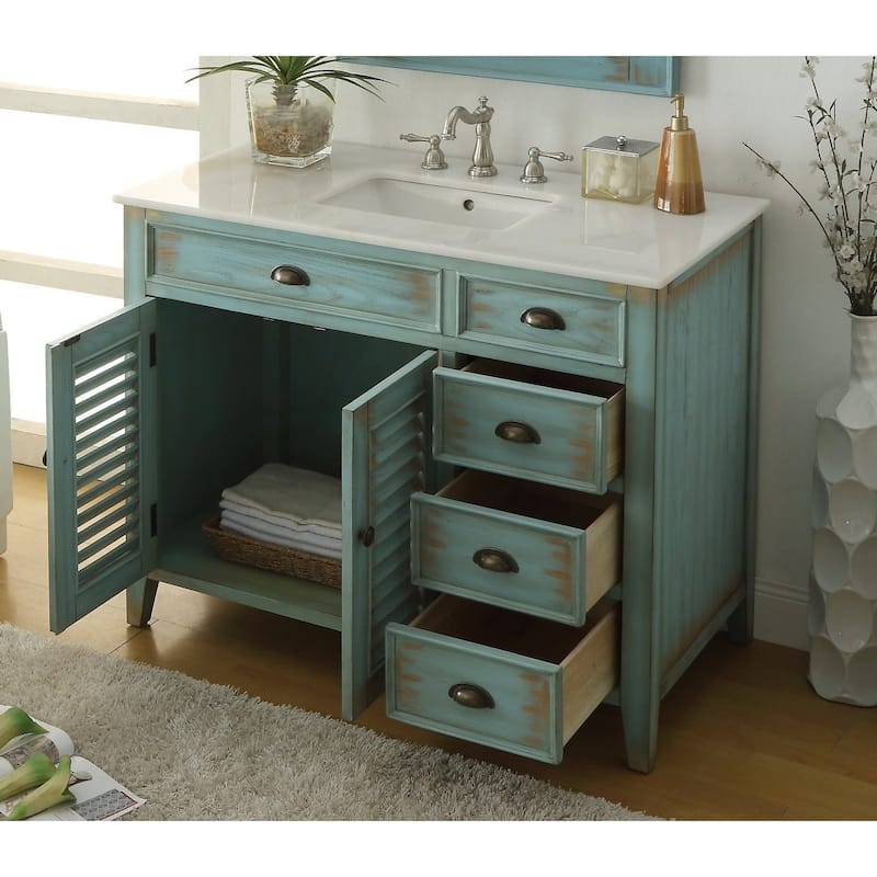 42" Benton Collection Abbeville Rustic Bathroom Vanity & Mirror