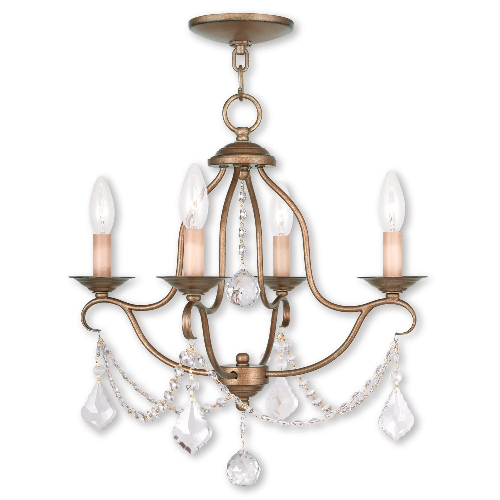 Livex Lighting Chesterfield 4-Light Antique Gold Leaf Mini Chandelier - 18"Dia. x 18"H - Chandeliers For Bedrooms by Overstock.com