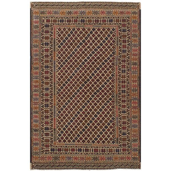 eCarpetGallery Flat-weave Shiravan Sumak Ivory Wool Sumak - 4'0 x 6'6
