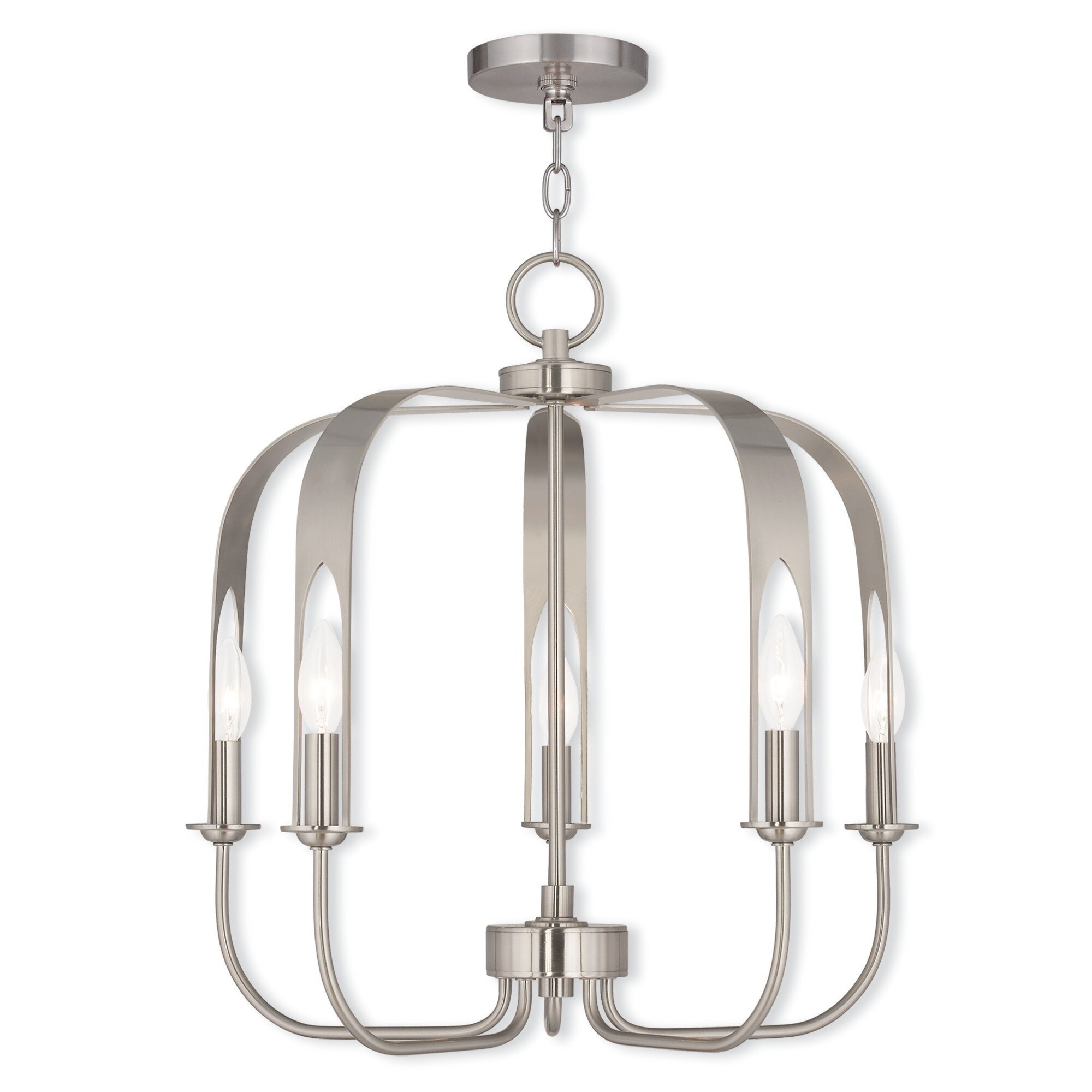 Livex Lighting Addison 5-Light Brushed Nickel Chandelier - 22"Dia. x 21.25"H - Chandeliers For Bedrooms by Overstock.com