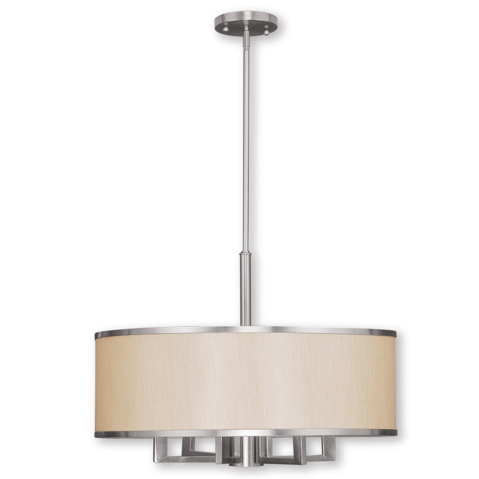 Livex Lighting Park Ridge 6-Light + 1-Light Brushed Nickel Chandelier - 24"Dia. x 20.25"-56.25"Adj.H - Chandeliers For Bedrooms by Overstock.com