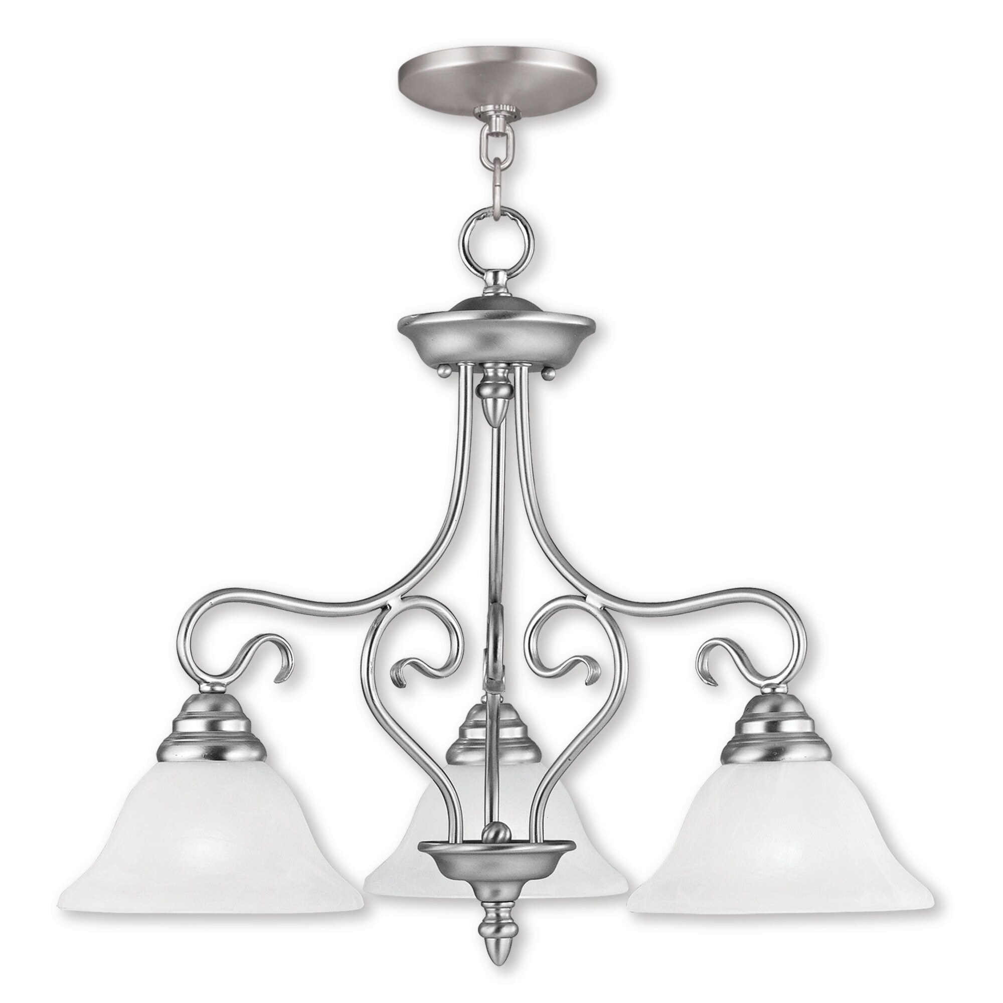 Livex Lighting Coronado 3-Light Brushed Nickel Chandelier - 24"Dia. x 20.5"H - Chandeliers For Bedrooms by Overstock.com