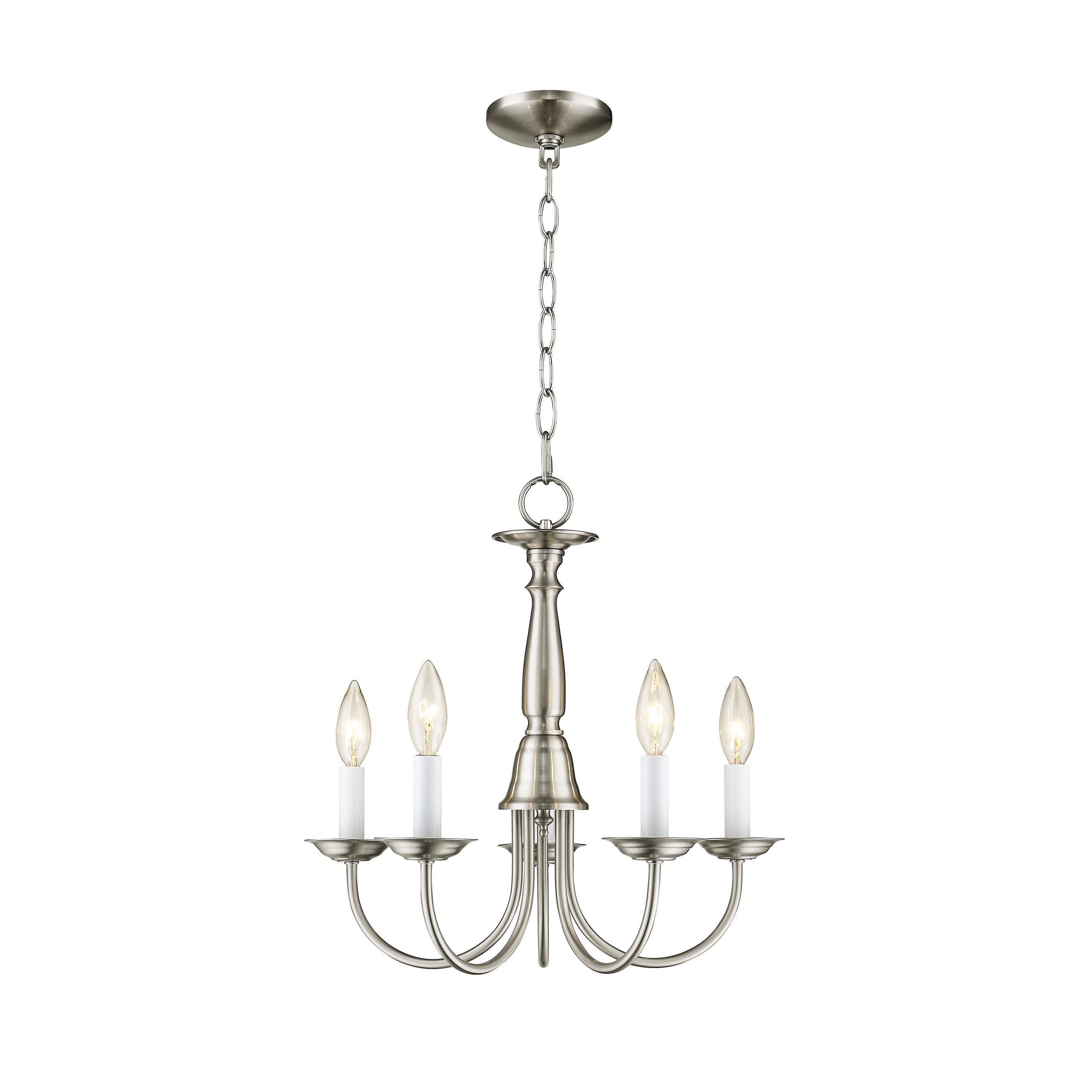 Livex Lighting Home Basics 5-Light Brushed Nickel Chandelier - 17.5"Dia. x 15"H - Chandeliers For Bedrooms by Overstock.com