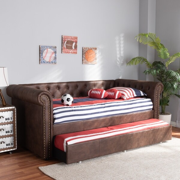 Carbon Loft Zoltowski Tufted Contemporary Daybed with Trundle. Opens flyout.