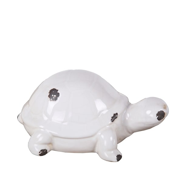 Privilege Antique White Ceramic Turtle