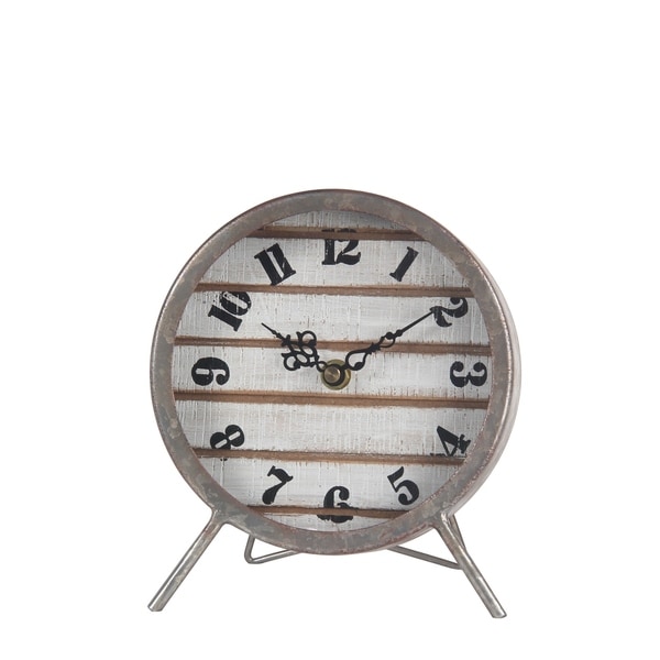 Privilege Small Wood and Metal Table Clock