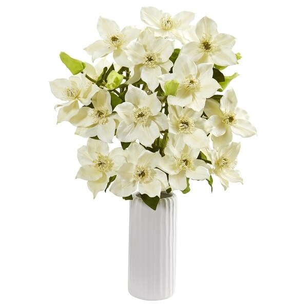 21" Anemone Artificial Arrangement in White Vase