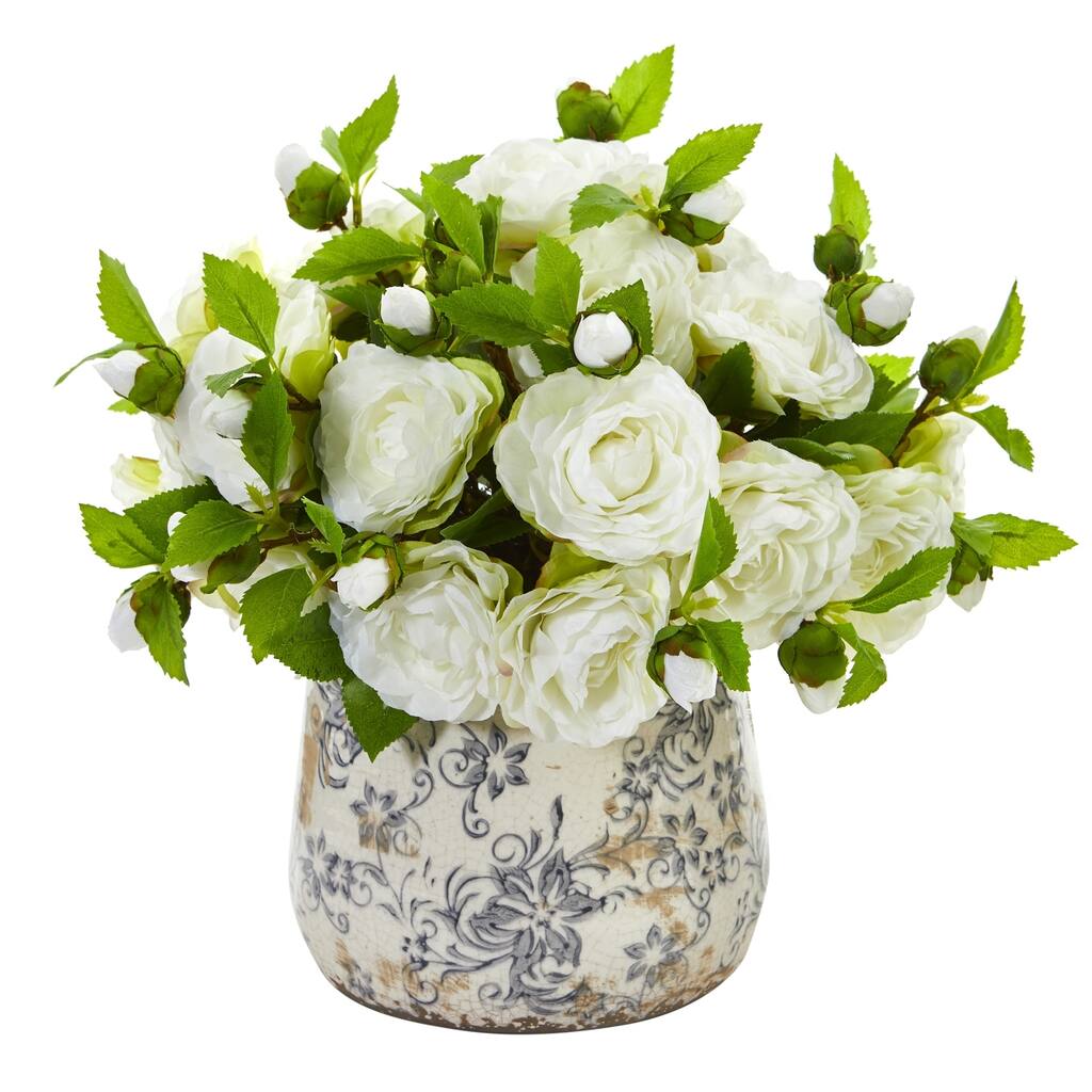 Camellia Artificial Arrangement in Decorative Vase