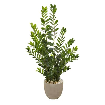 4.5' Zamioculcas Artificial Plant in Sand Stone Planter