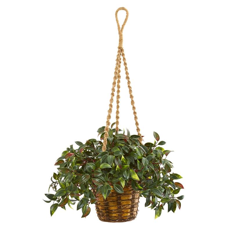 30" Mini Melon Artificial Plant in Hanging Basket UV Resistant (Indoor/Outdoor)