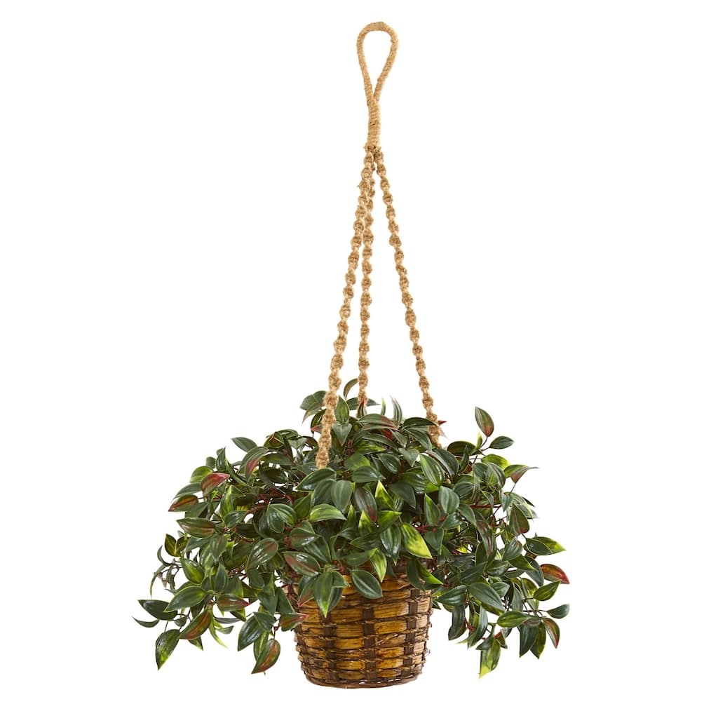 30" Mini Melon Artificial Plant in Hanging Basket UV Resistant (Indoor/Outdoor)