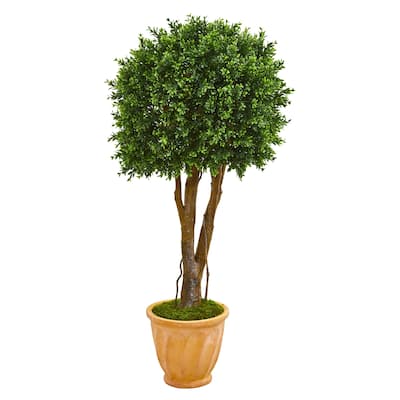 50" Boxwood Artificial Topiary Tree in Terra-Cotta Planter UV Resistant (Indoor/Outdoor)