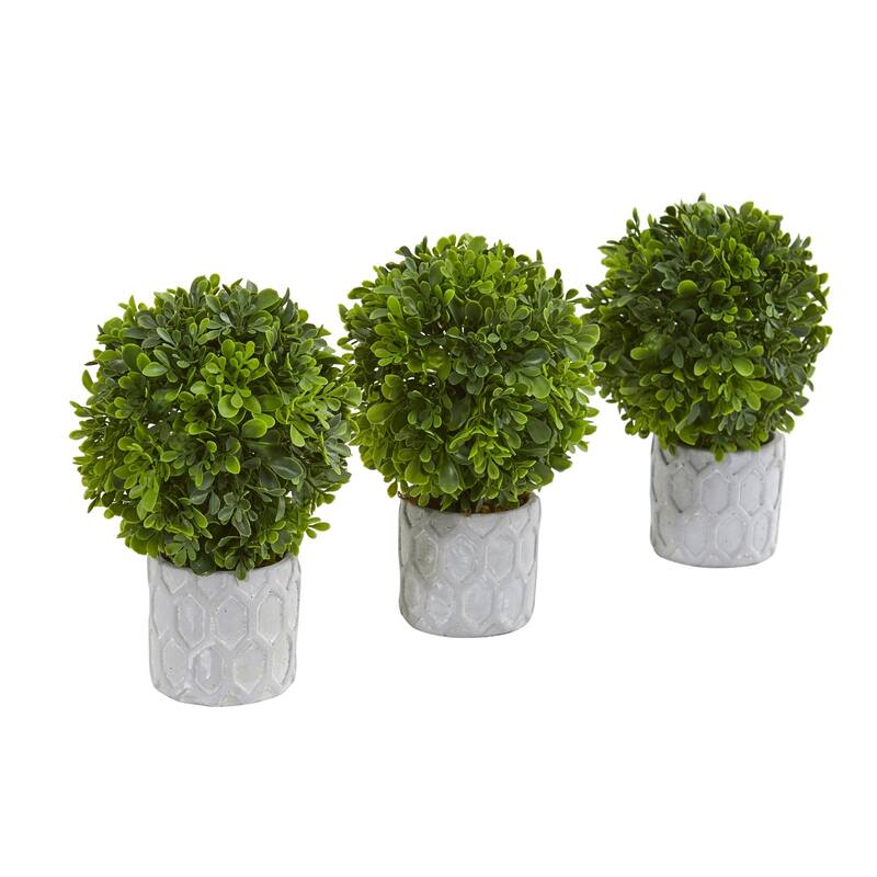 9" Boxwood Artificial Mini Topiary (Set of 3)