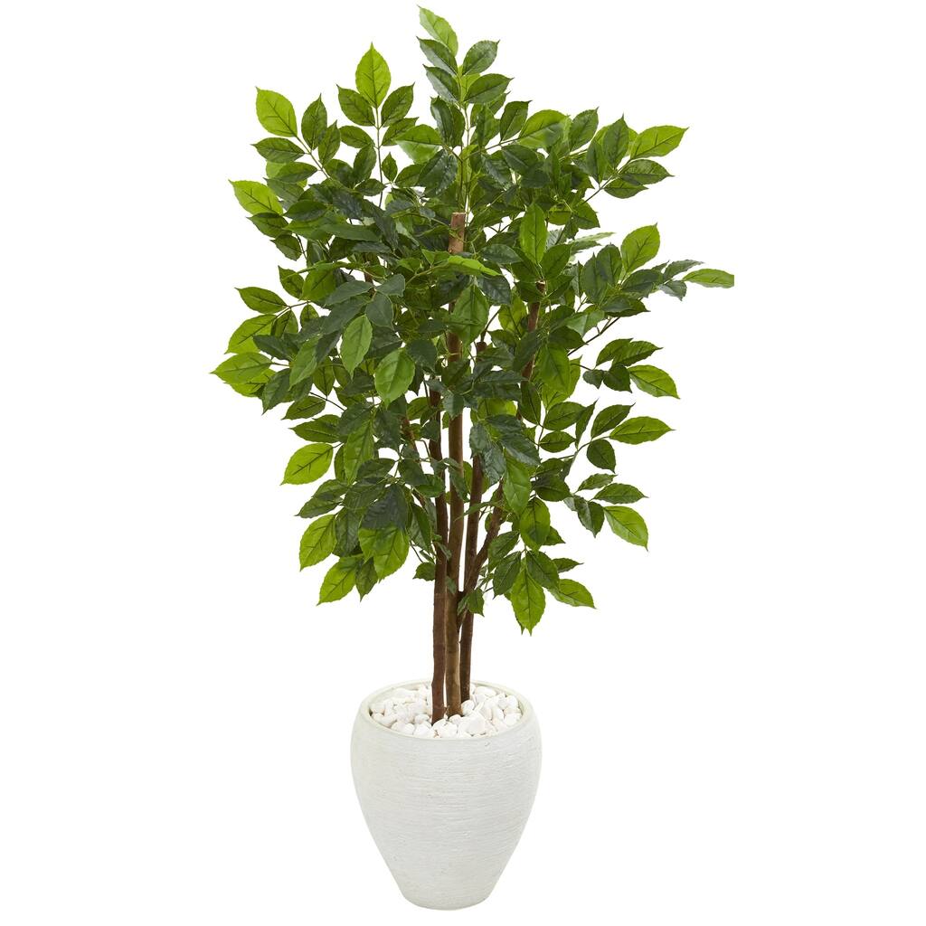 56" River Birch Artificial Tree in White Planter