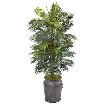 5' Areca Palm Artificial Plant in Metal Planter