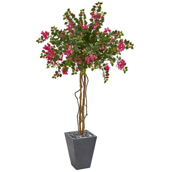 6.5' Bougainvillea Artificial Tree in Decorative Planter - Bed Bath ...