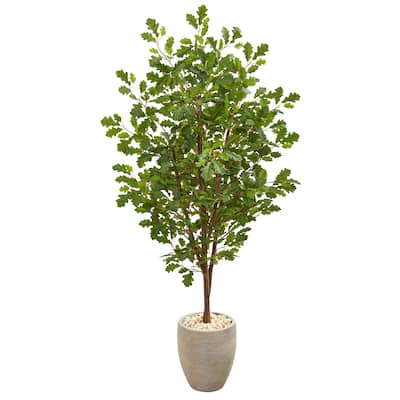 69" Oak Artificial Tree in Sand Colored Planter