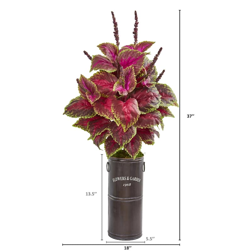 37" Coleus Artificial Plant in Decorative Planter