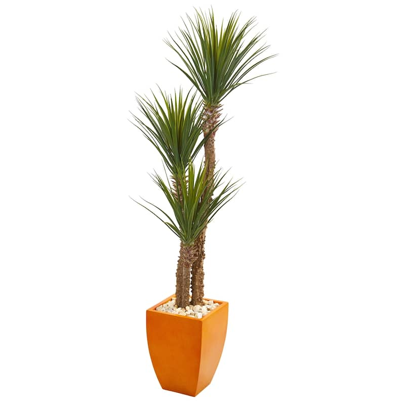 69" Yucca Artificial Tree in Orange Planter