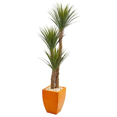 69" Yucca Artificial Tree in Orange Planter