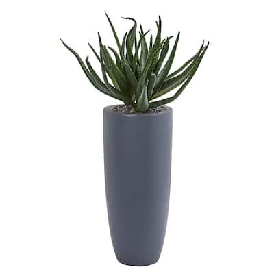 29" Aloe Artificial Plant in Gray Planter