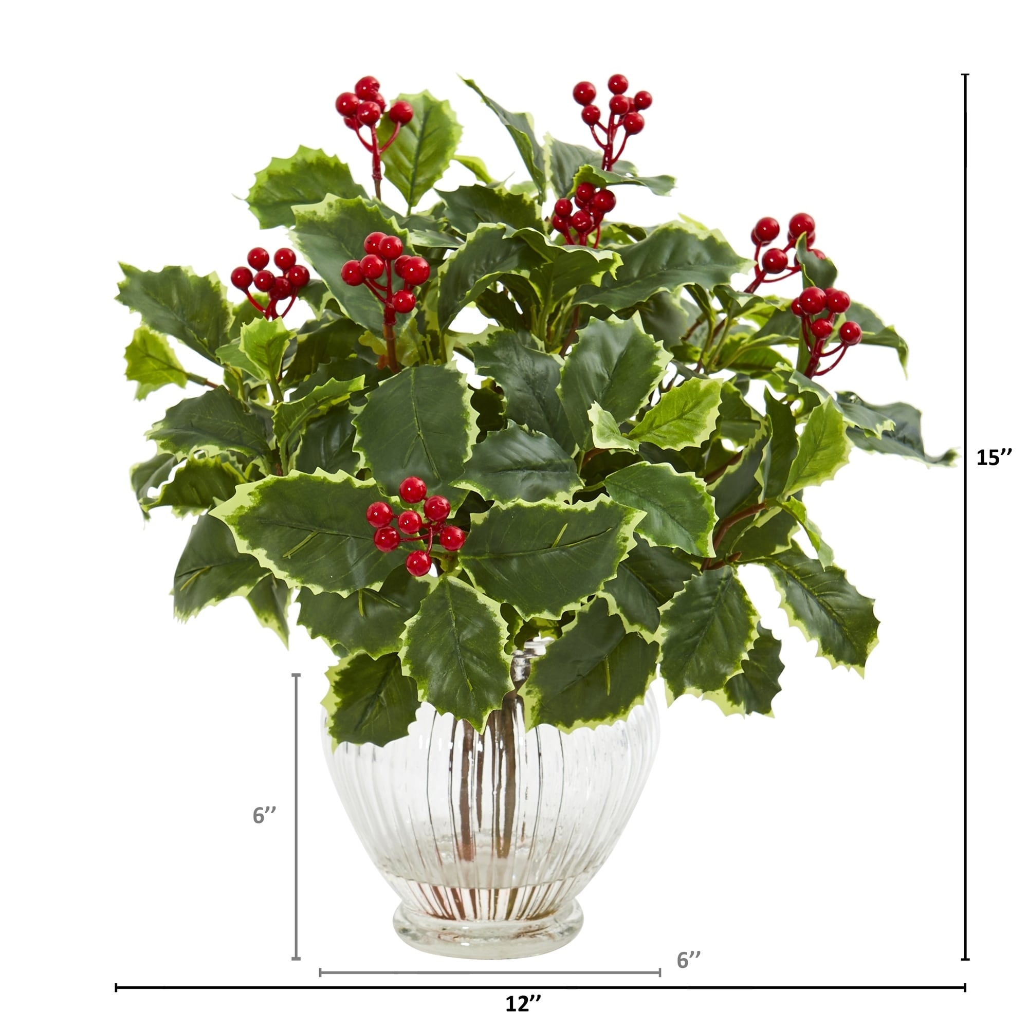 Shop 15 Variegated Holly Leaf Artificial Plant In Vase Real Touch On Sale Overstock 27664348