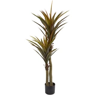 5.5' Triple Stalk Yucca Artificial Plant in Slate Planter - On