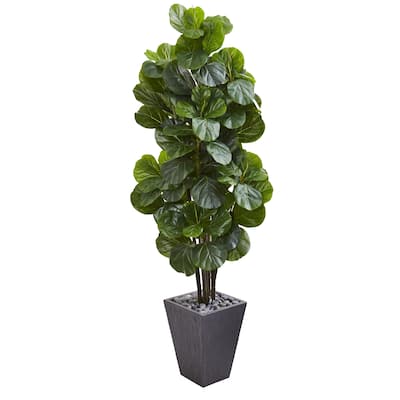 6' Fiddle Leaf Fig Artificial Tree in Slate Planter