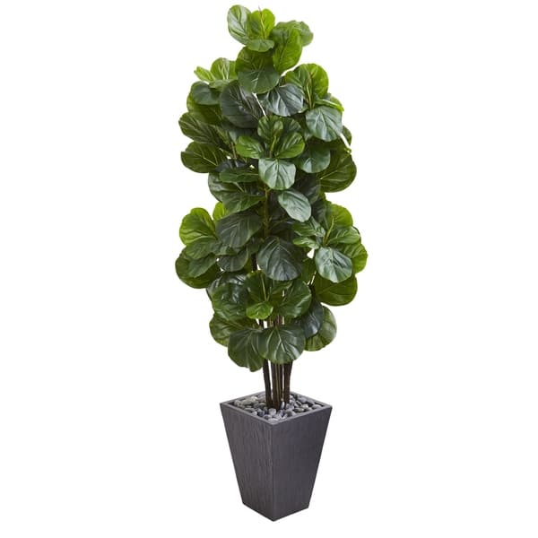 6' Fiddle Leaf Fig Artificial Tree in Slate Planter - On Sale - Bed ...