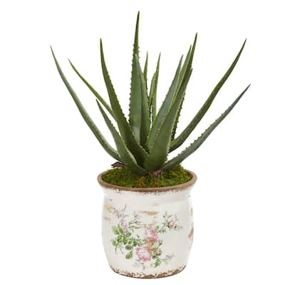 20" Aloe Artificial Plant in Floral Design Planter