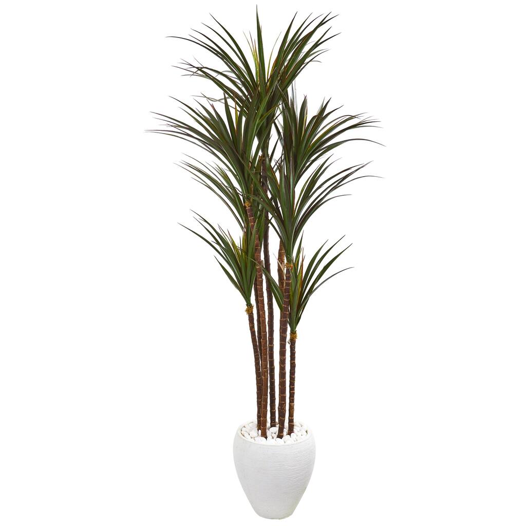 70" Giant Yucca Artificial Tree in White Planter UV Resistant