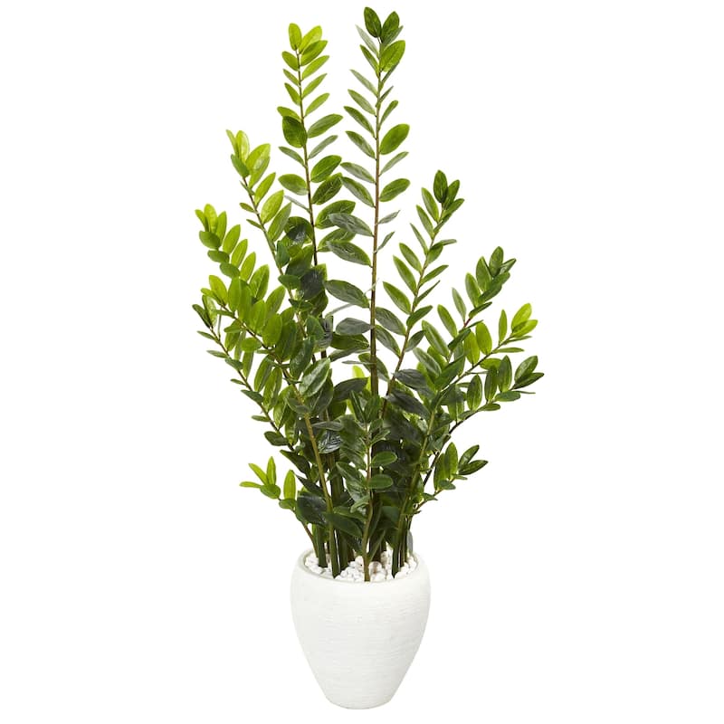 4.5' Zamioculcas Artificial Plant in White Planter